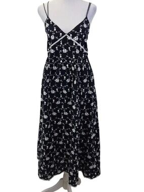 Zara Floral Embroidered Cami Midi Boho Dress Size XS